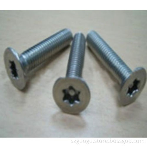 Torx recessed pan head screw, hexalobular socket countersunk head